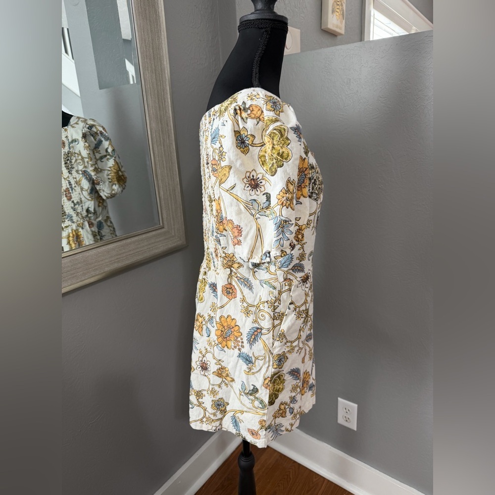 Calypso St. Barth linen blend tropical floral resort romper size 10 - Picture 2 of 6